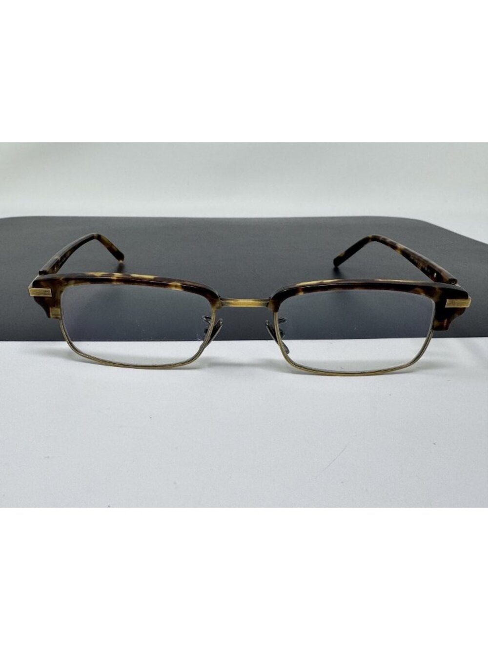 LUNOR Titanium Square Eyeglasses Mod.80 Combi 2 Antique Gold  & Havana